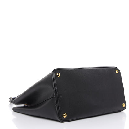 Prada Saffiano Cuir Large Double Bag Black Fuoco 4 of 11