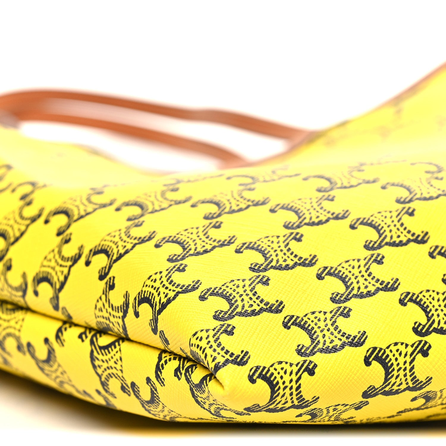 Celine Triomphe Canvas Calfskin Medium Flat Shopper Tote Yellow Navy 8 of 9