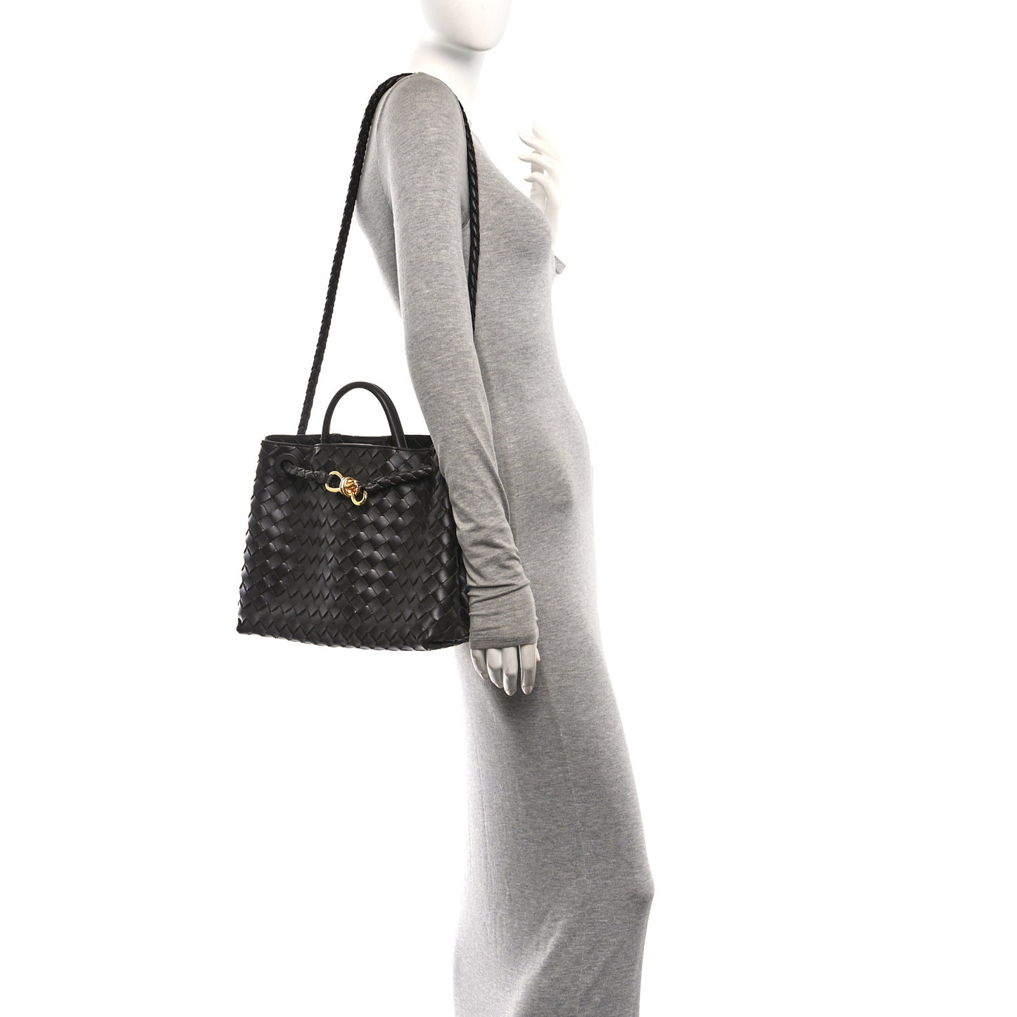 Nappa Intrecciato Medium Andiamo Shoulder Bag Fondant