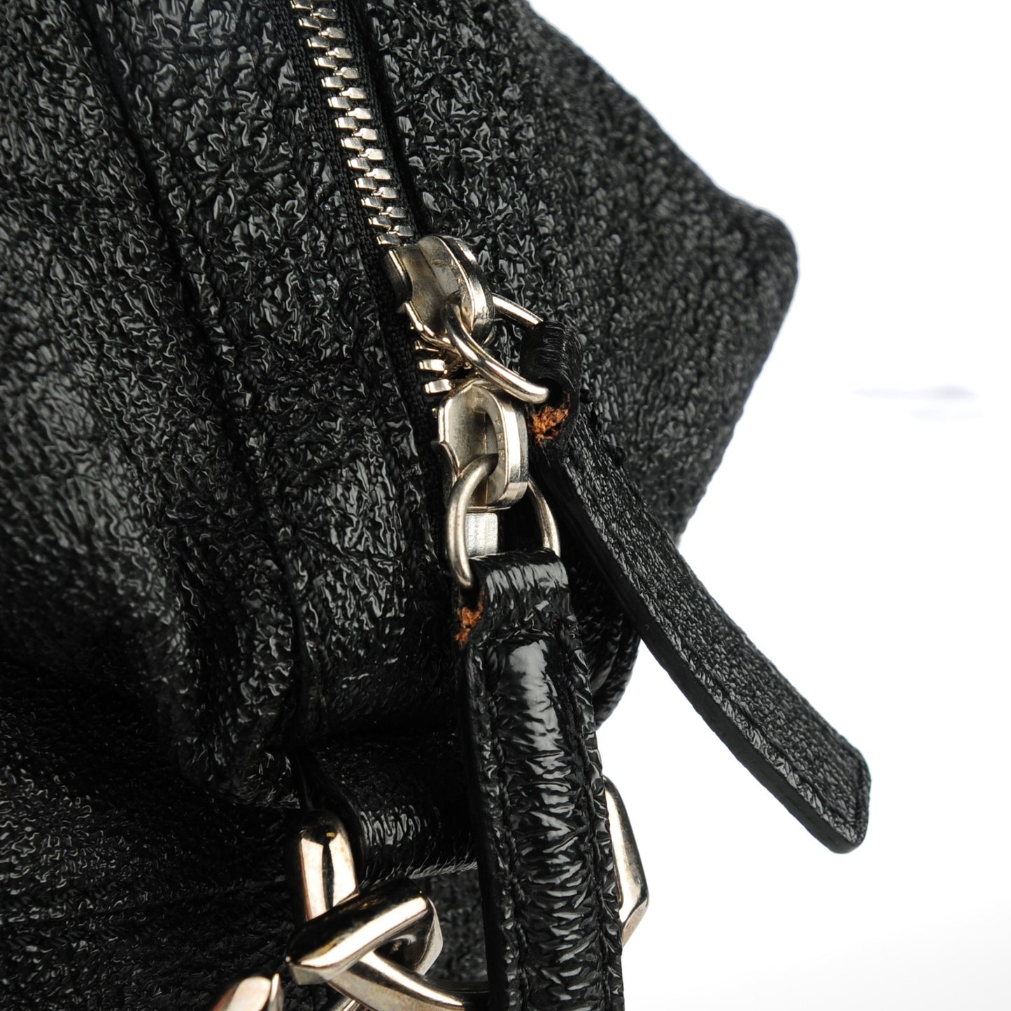 Glazed Pebbled Calfskin Medium Nightingale Black