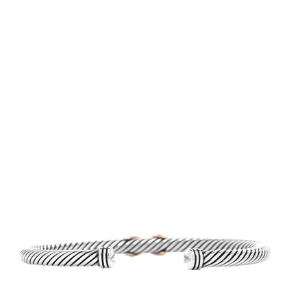 David Yurman Sterling Silver 18K Yellow Gold 4mm X Station Cable Bracelet 3 of 4