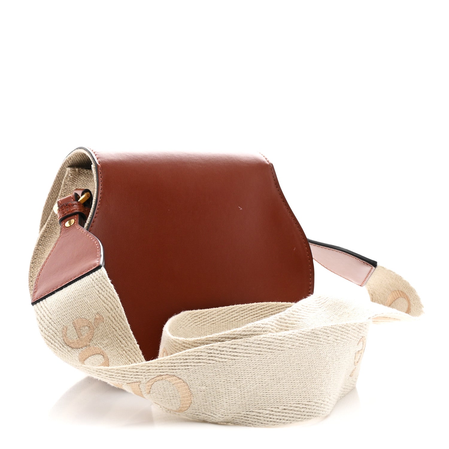 Chloe Linen Calfskin Small Marcie Saddle Bag Sepia Brown 3 of 10