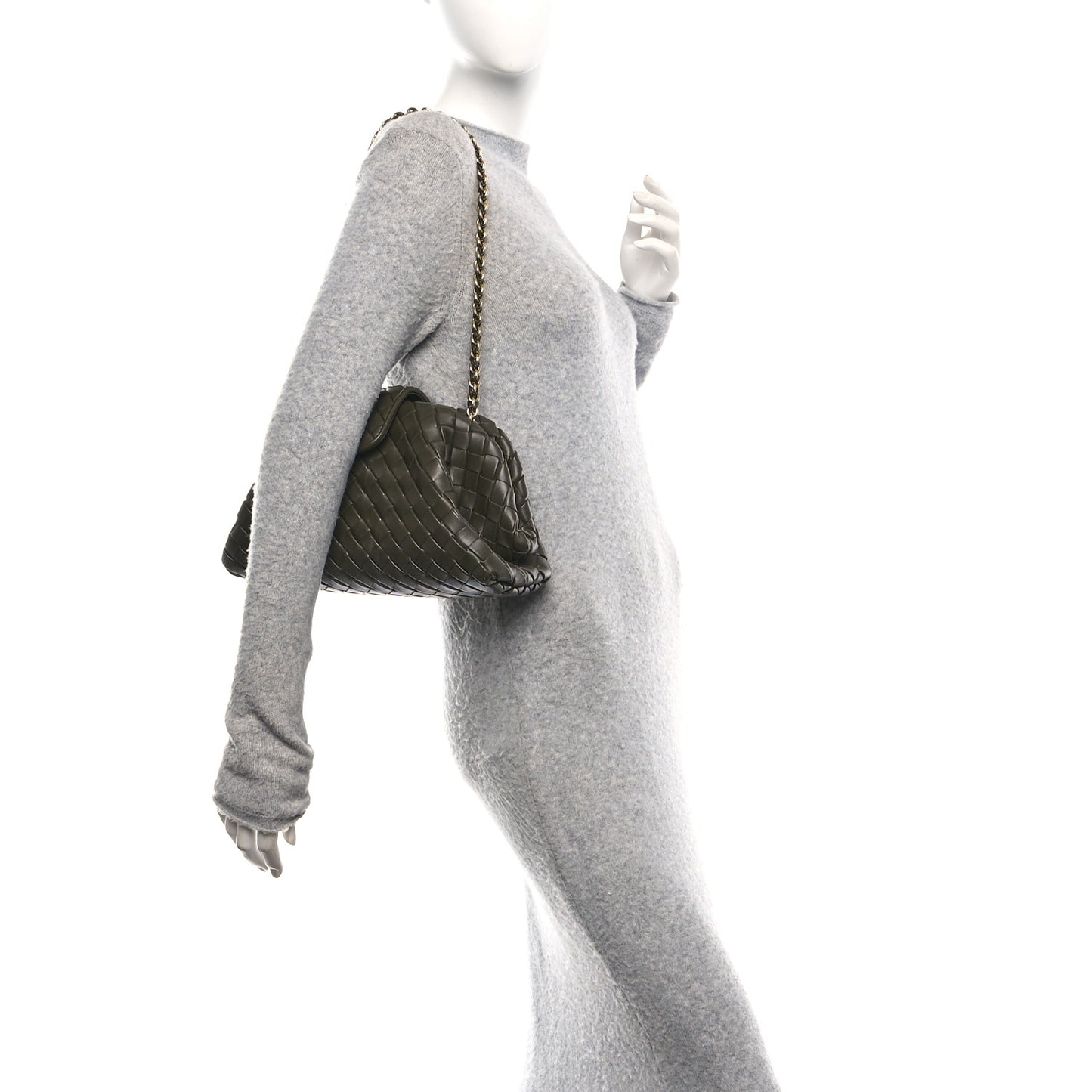 Nappa Intrecciato Teen The Lauren 1980 Clutch With Chain Kaki
