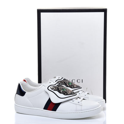 Gucci Calfskin Sequins Web Cat Womens Ace Sneakers 39.5 White 9 of 9