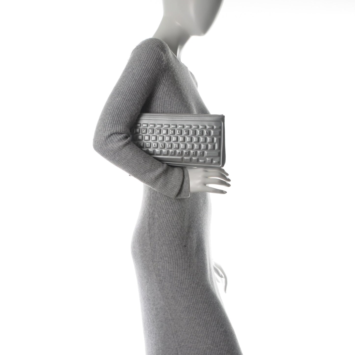 Metallic Calfskin Keyboard Pouch Silver