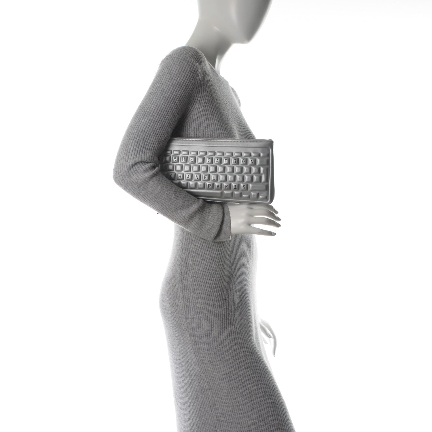 Chanel Metallic Calfskin Keyboard Pouch Silver 2 of 8