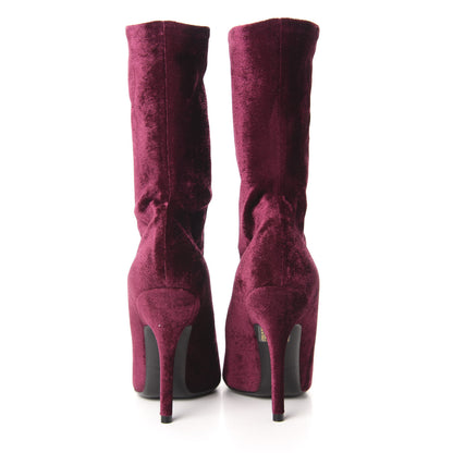 Balenciaga Velvet Extreme Pointed Toe Knife Booties 36 Rouge Prune 5 of 8