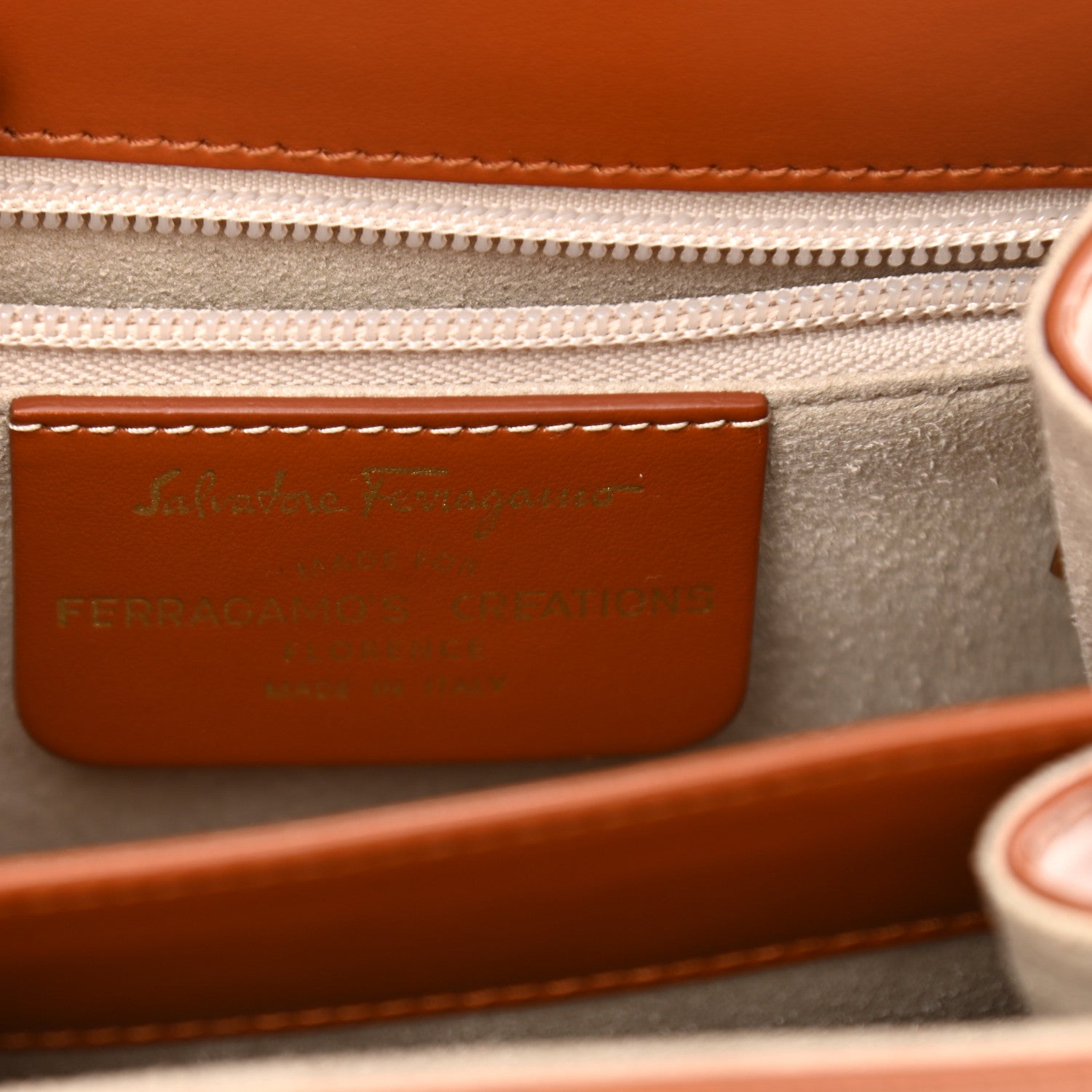 Salvatore Ferragamo Brushed Off Calfskin Small Iconic Top Handle Cuoio 6 of 7