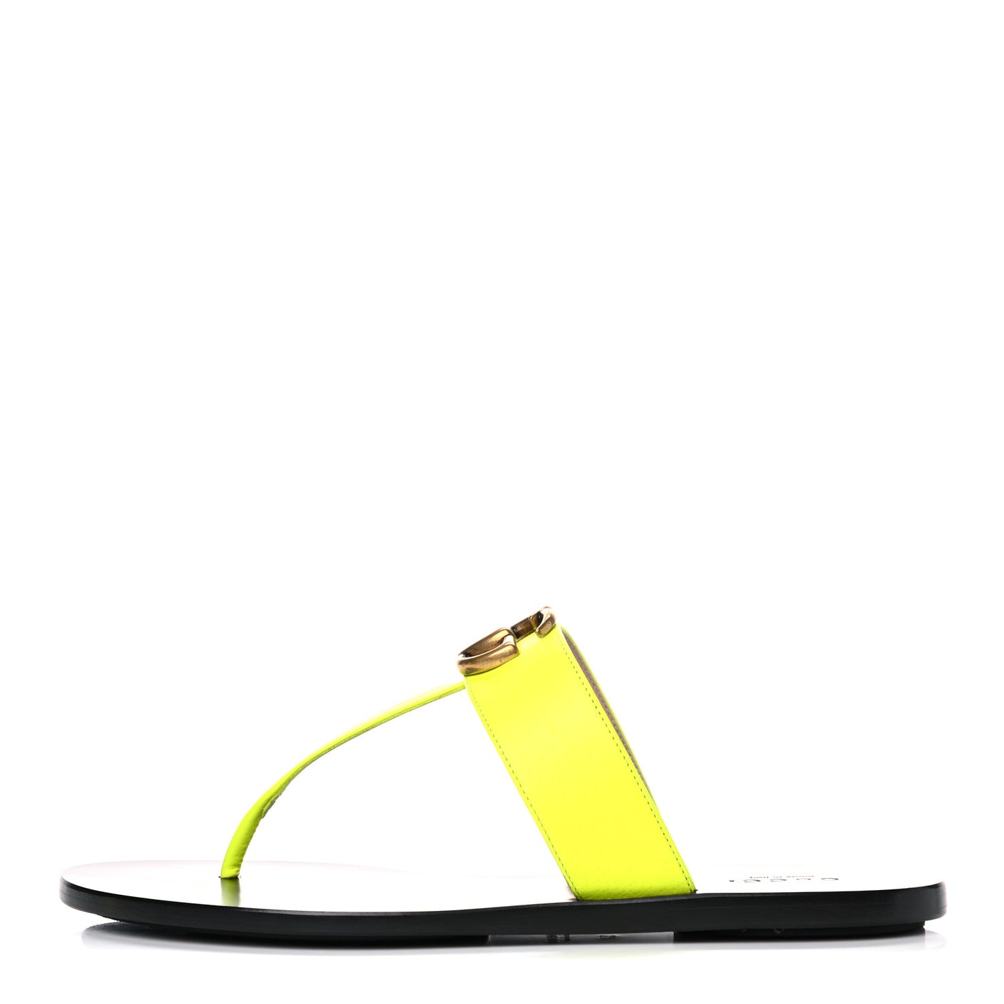 Calfskin GG Marmont Thong Sandals 37 Yellow Fluo