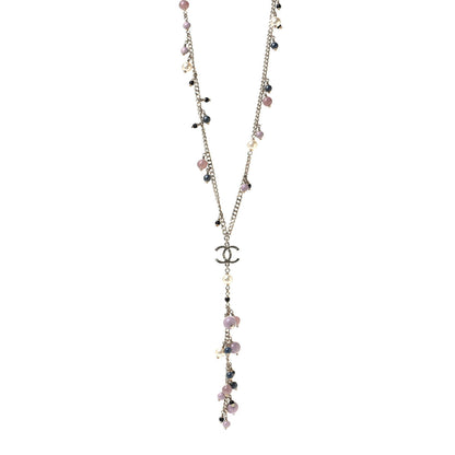 Chanel Pearl Beaded CC Necklace Gold Purple 1 of 4