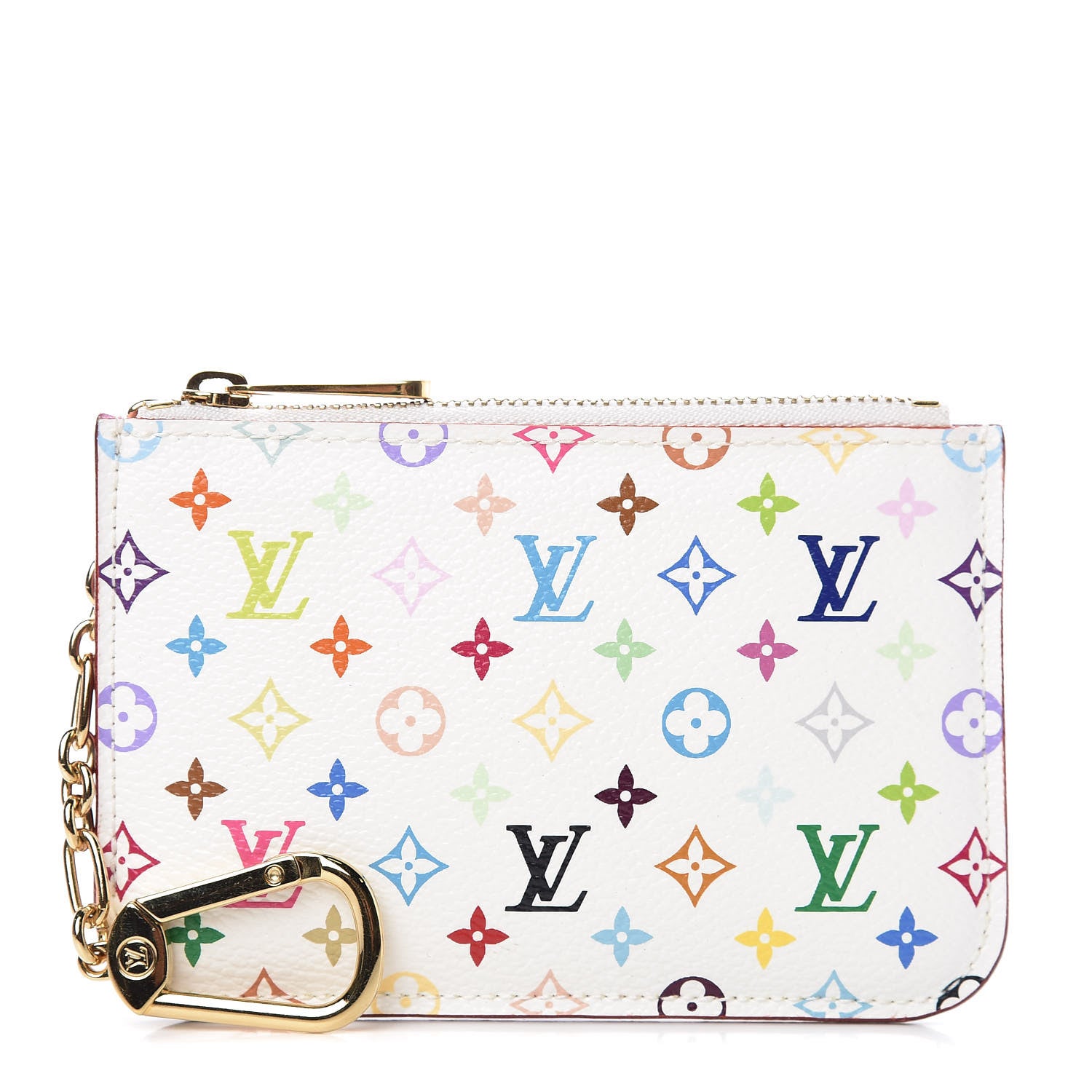 Louis Vuitton Monogram Multicolor Key Pouch White Litchi 1 of 6