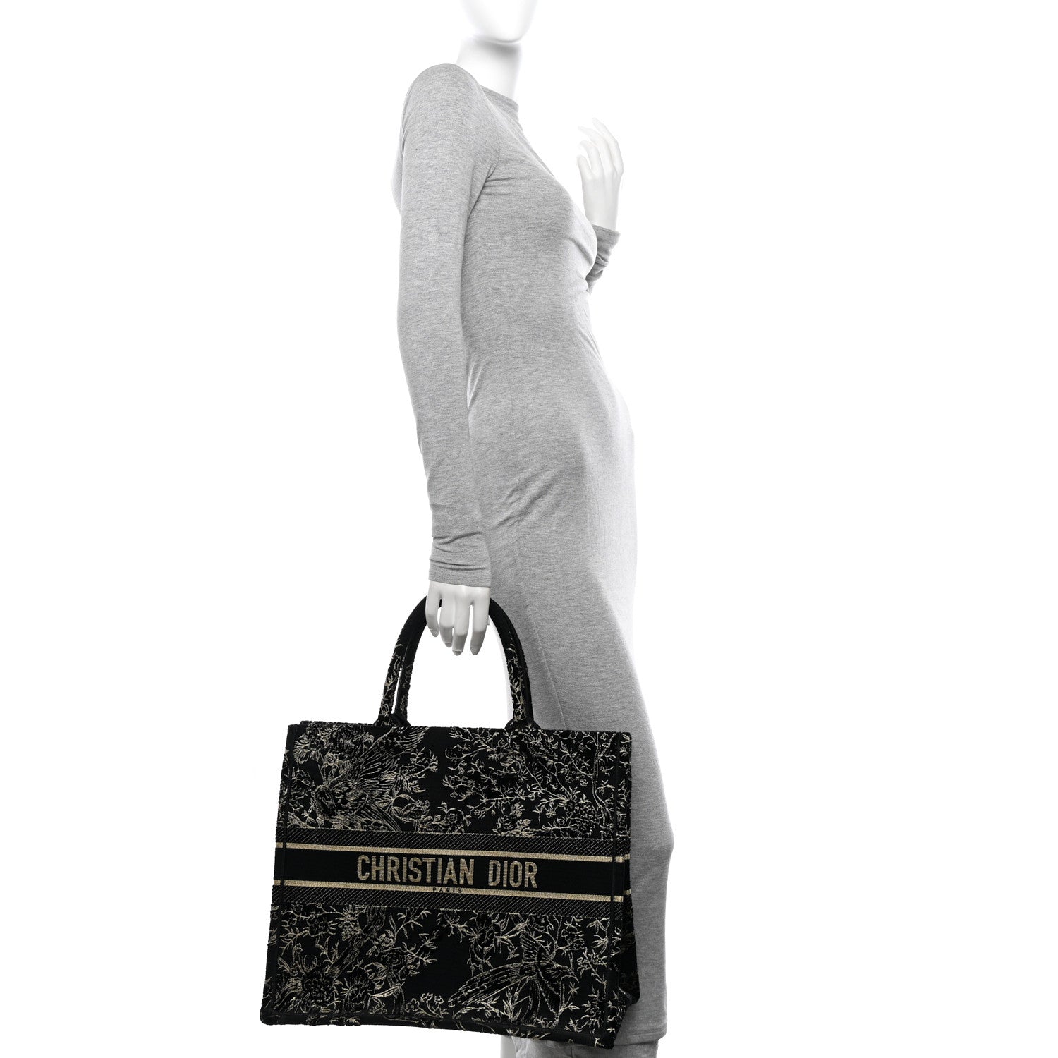 Christian Dior Velvet Jardin d'Hiver Embroidered Large Book Tote Black Gold 2 of 10