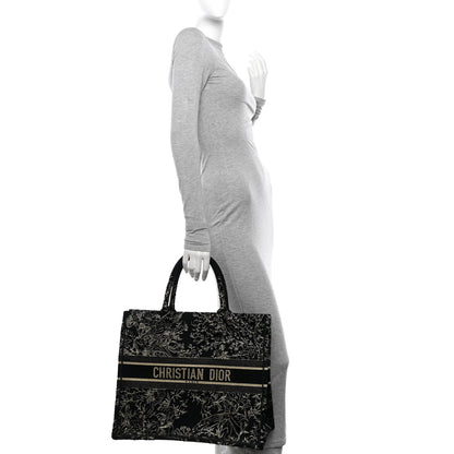 Christian Dior Velvet Jardin d'Hiver Embroidered Large Book Tote Black Gold 2 of 10