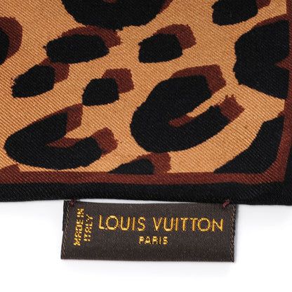 Louis Vuitton Silk Leopard Bandeau Scarf Marron 4 of 5