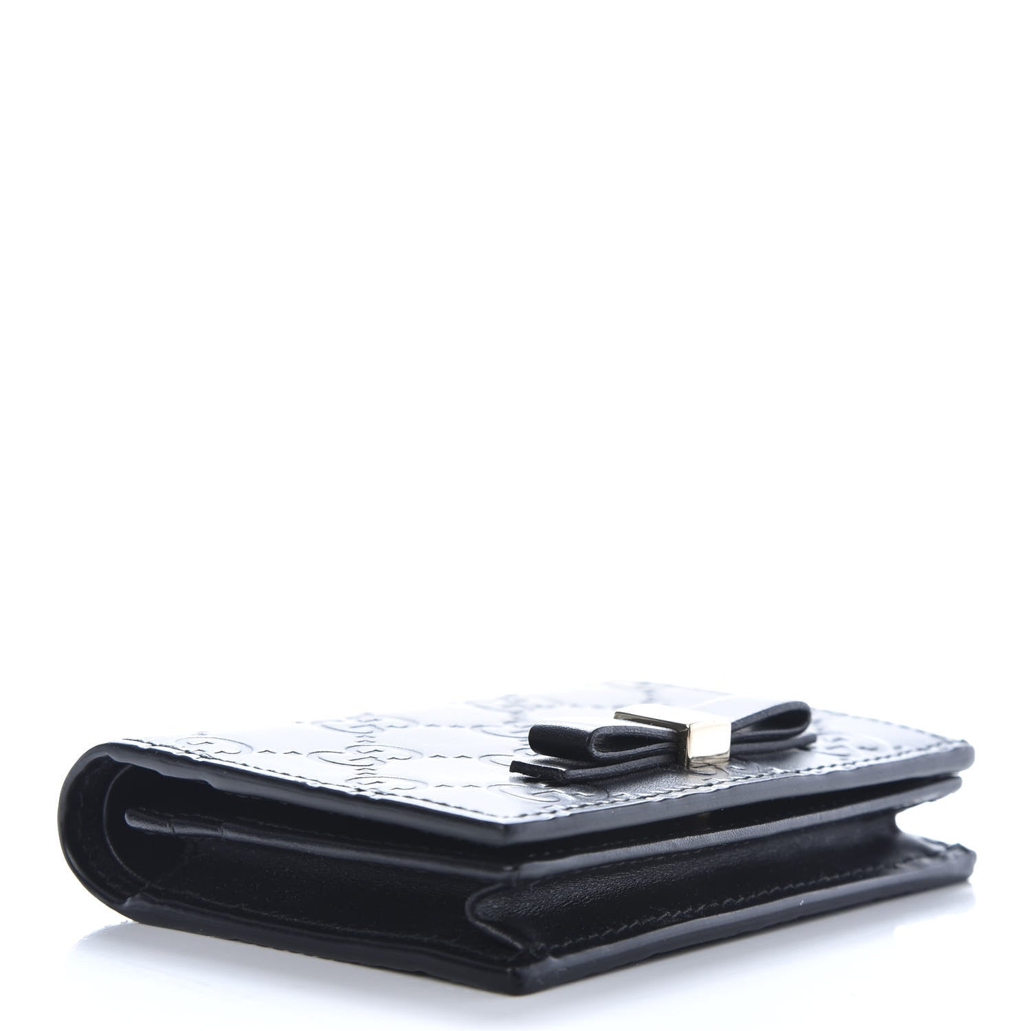 Gucci Guccissima Signature Bowy Card Case Wallet Black 4 of 6