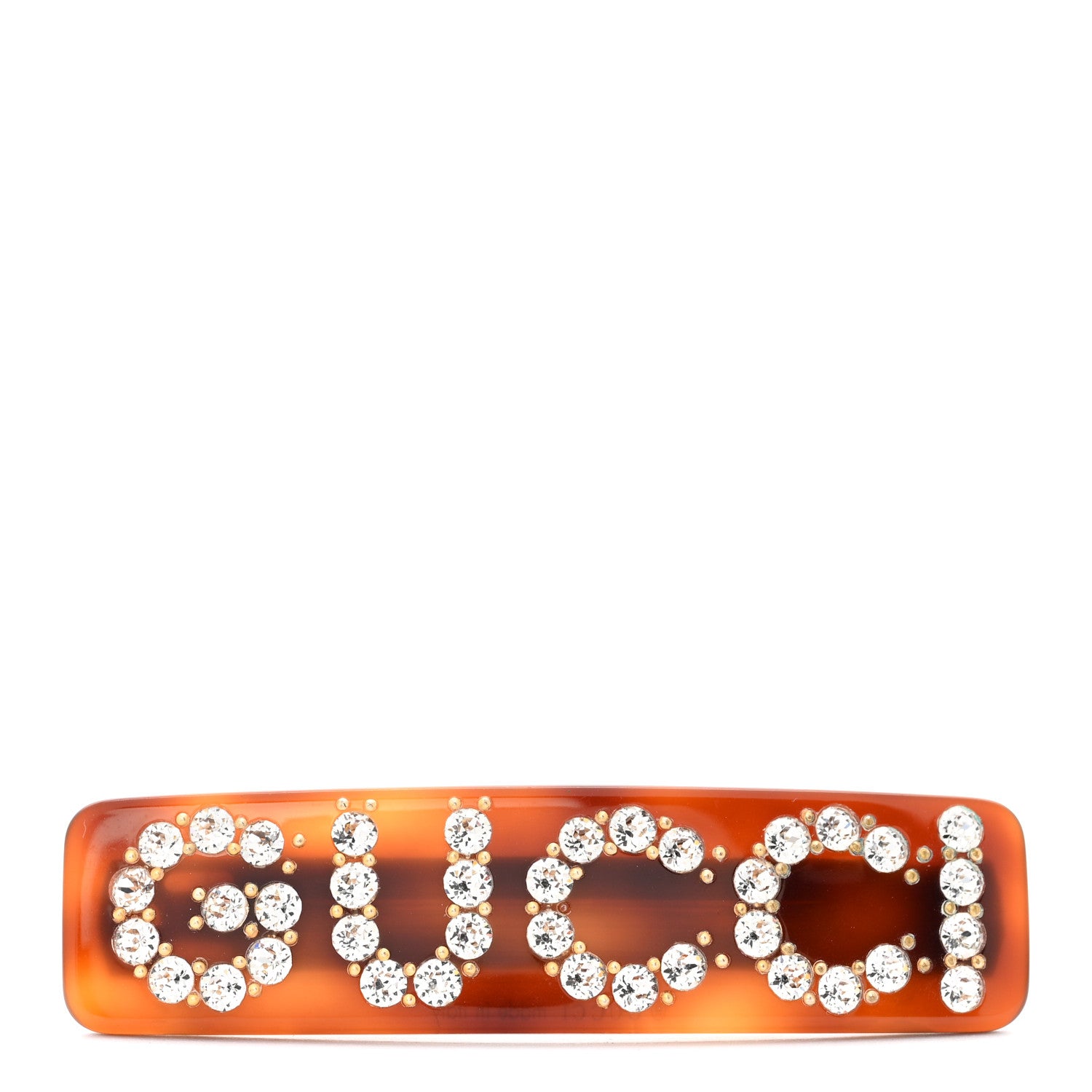 Gucci Resin Crystal Single Hair Barrette Tortoiseshell 1 of 5