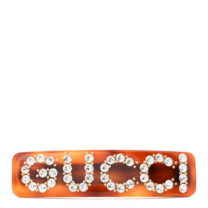 Gucci Resin Crystal Single Hair Barrette Tortoiseshell 1 of 5