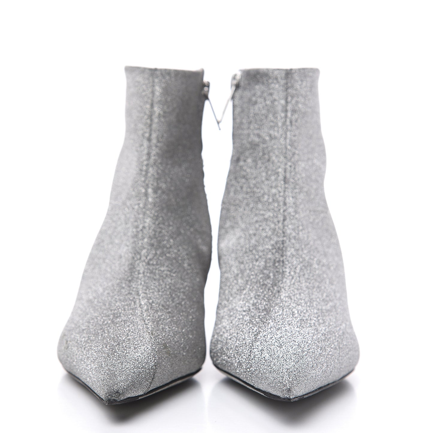 Calfskin Glitter Short 40mm Extreme Pointed Toe Knife Booties 36 Silver Hardware