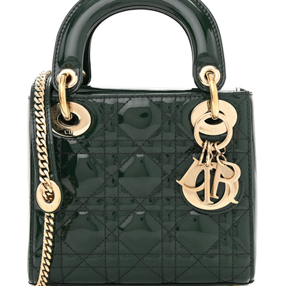Christian Dior Patent Cannage Mini Lady Dior Pine Green 7 of 9