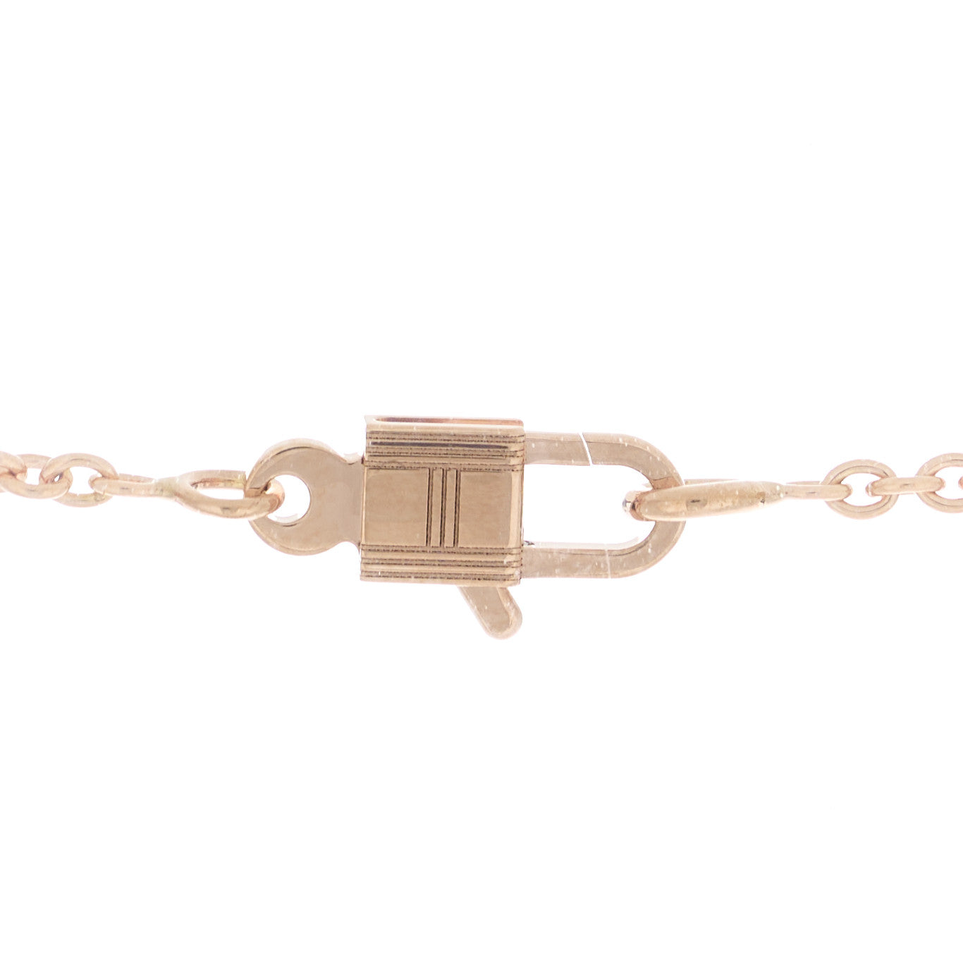 Hermes 18K Rose Gold Diamond Amulettes Cadenas Pendant Necklace 3 of 5