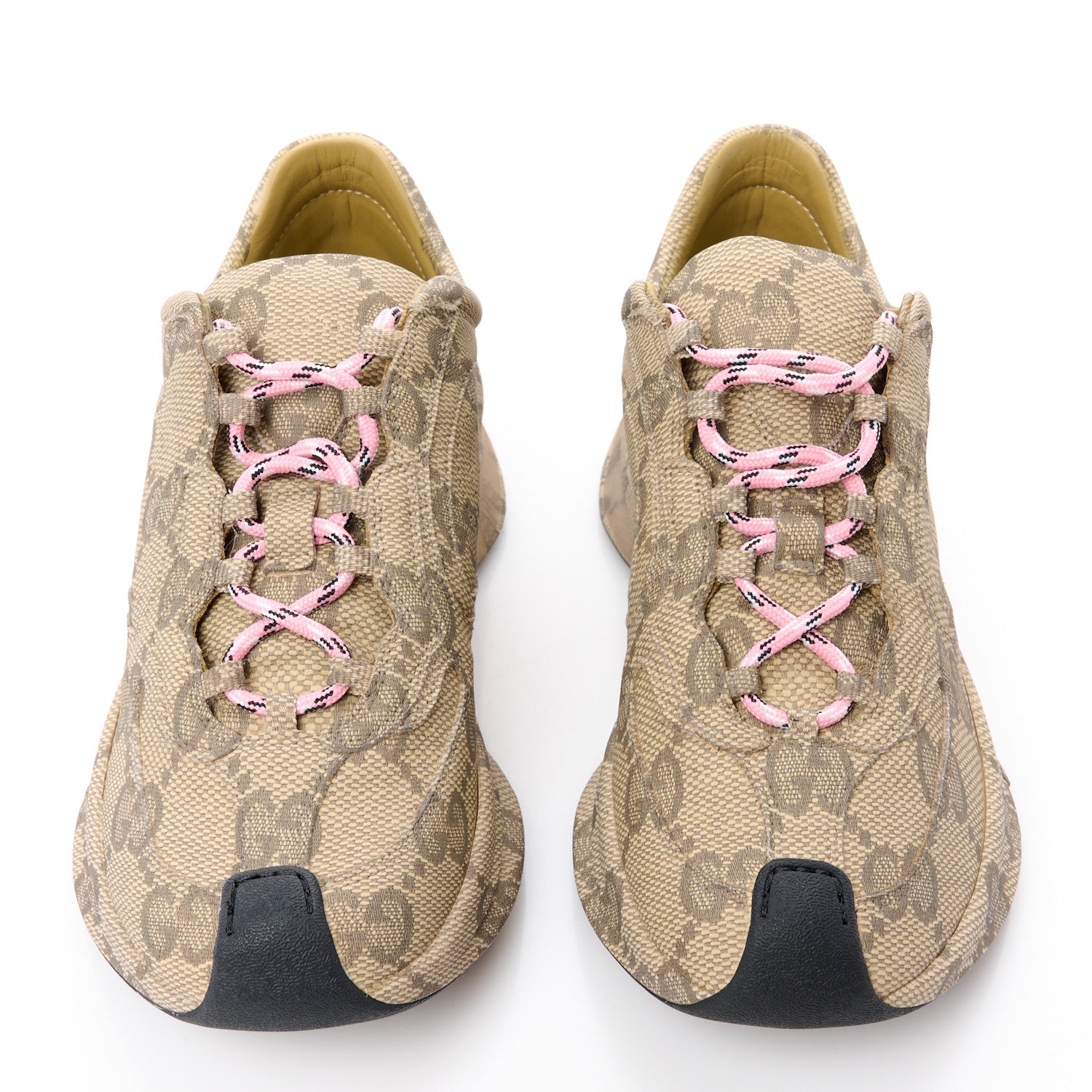 Gucci Ultralight Plume Calfskin Monogram Printed Womens Gucci Run Sneakers 35 Beige Ebony 2 of 10