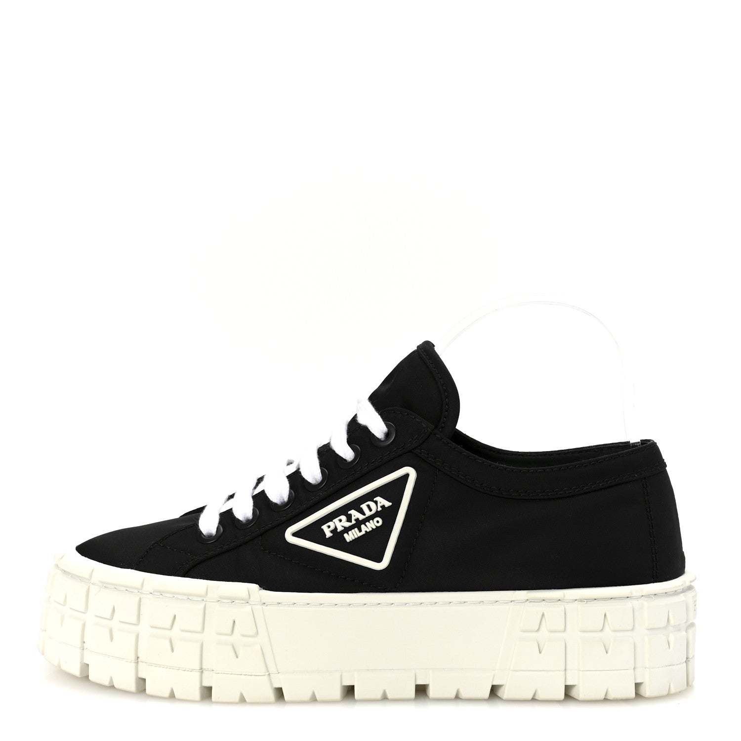 Prada Re-Nylon Gabardine Triangle Logo Double Wheel 50mm Sneakers 38.5 Black 1 of 8