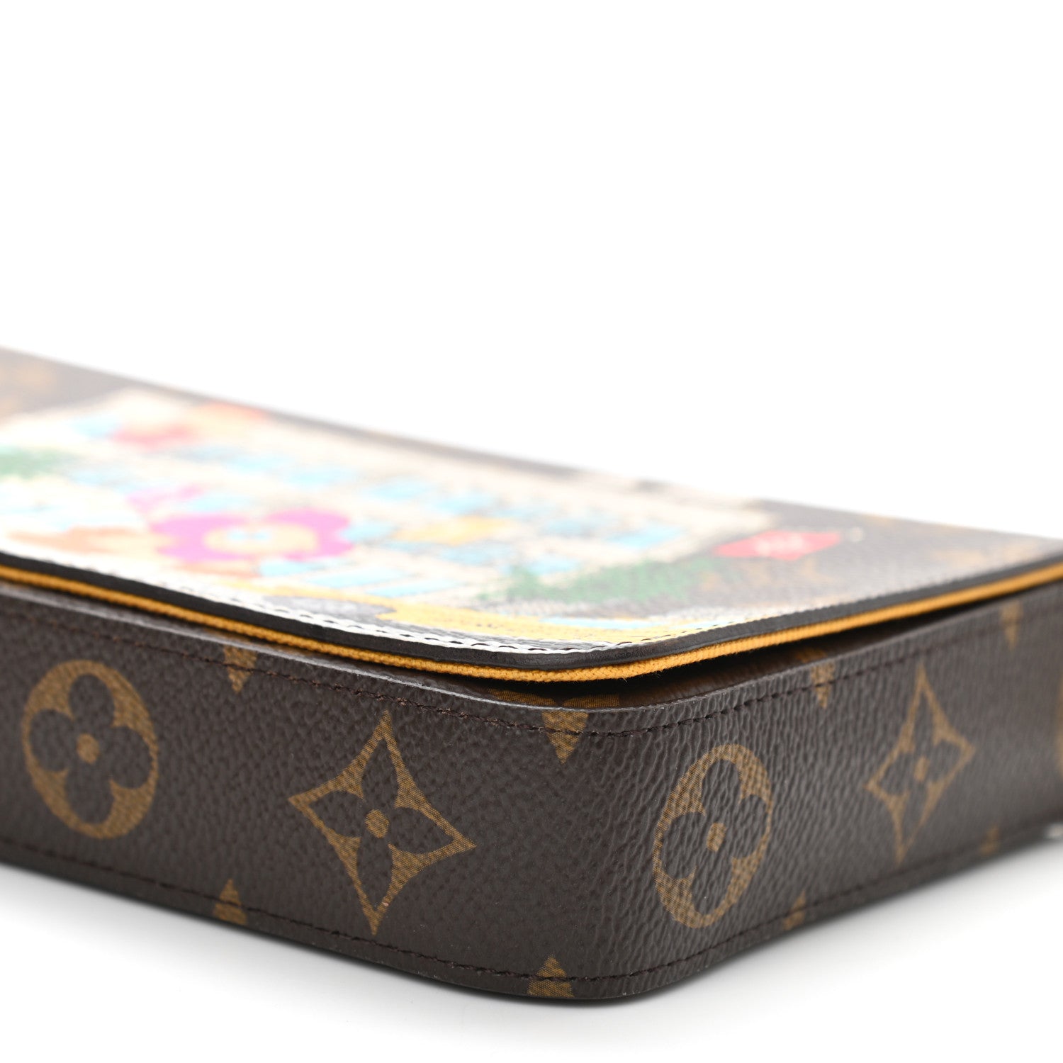 Louis Vuitton Monogram 2022 Christmas Animation New York Soho Pochette Felicie Chain Wallet Yellow 10 of 11