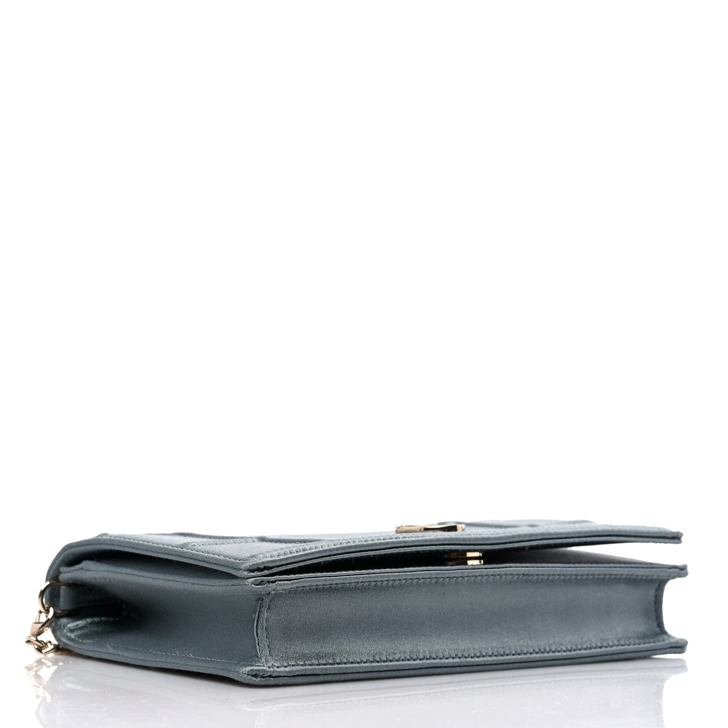 Christian Dior Satin Diorama Wallet on Chain Pouch Blue Gray 4 of 9
