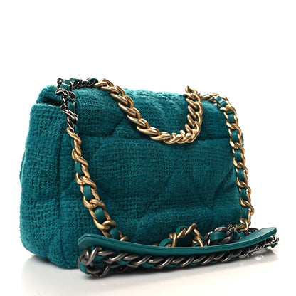 Chanel Tweed Quilted Medium Chanel 19 Flap Green 3 of 10