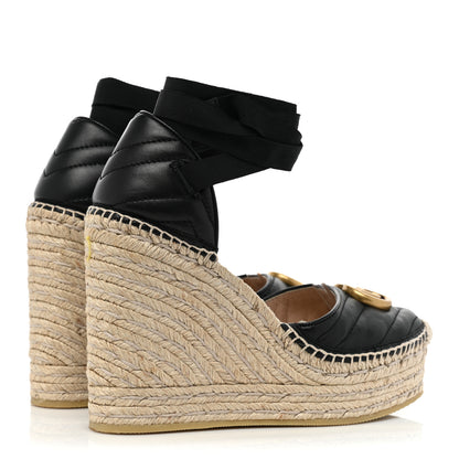 Gucci Nappa Matelasse GG Marmont Ankle Wrap Platform 35/120mm Espadrille Wedges 36 Black 4 of 11