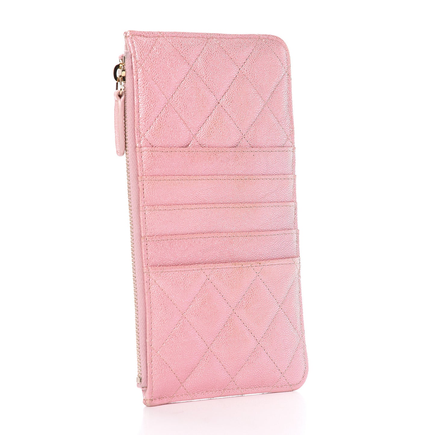 Iridescent Caviar Quilted Classic iPhone Pouch Rose Pink