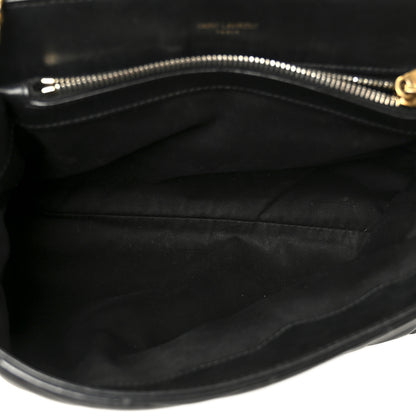 Saint Laurent Grain de Poudre Calfskin Y Quilted Monogram Medium Loulou Chain Satchel Black 5 of 11