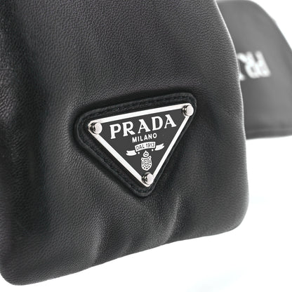 Prada Nappa Soft Padded Metal Triangle Logo 65mm Slide Sandals 39 Black 8 of 9