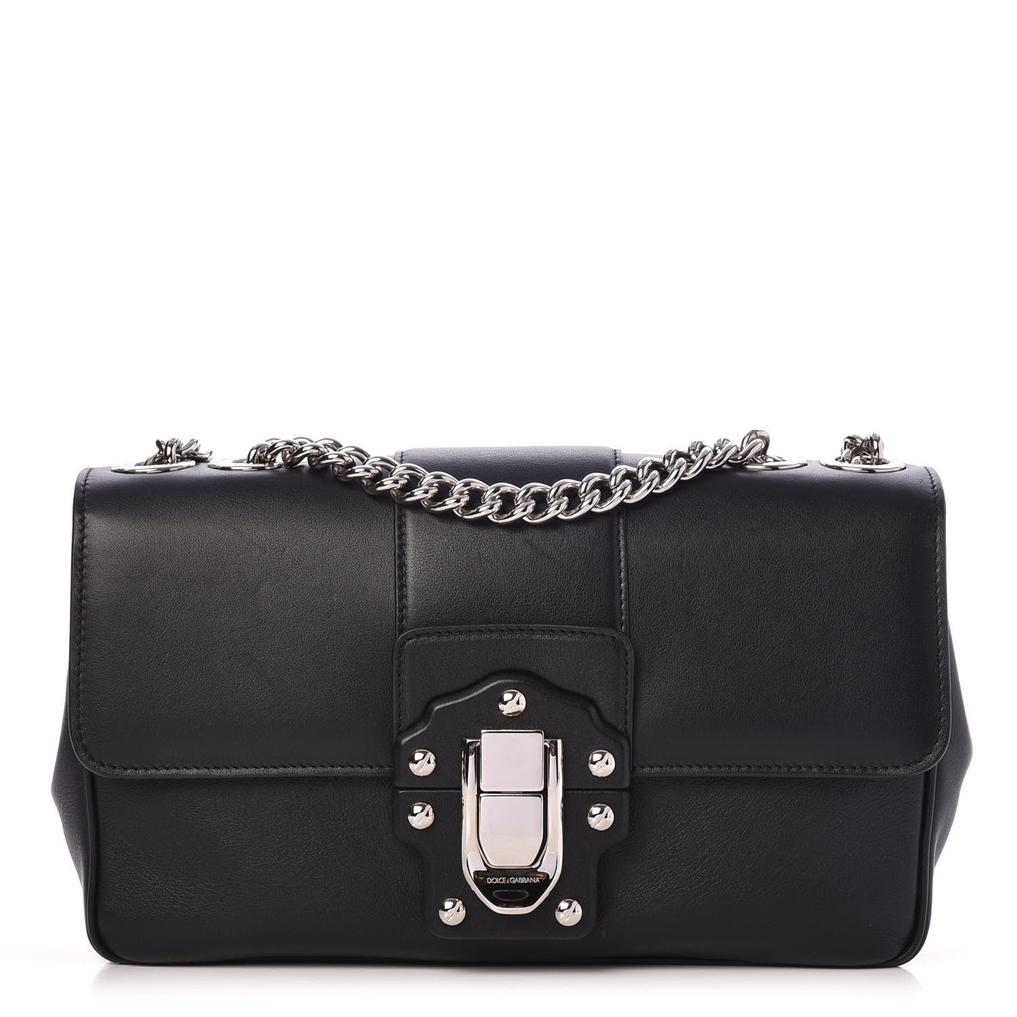 Calfskin Lucia Chain Shoulder Bag Black
