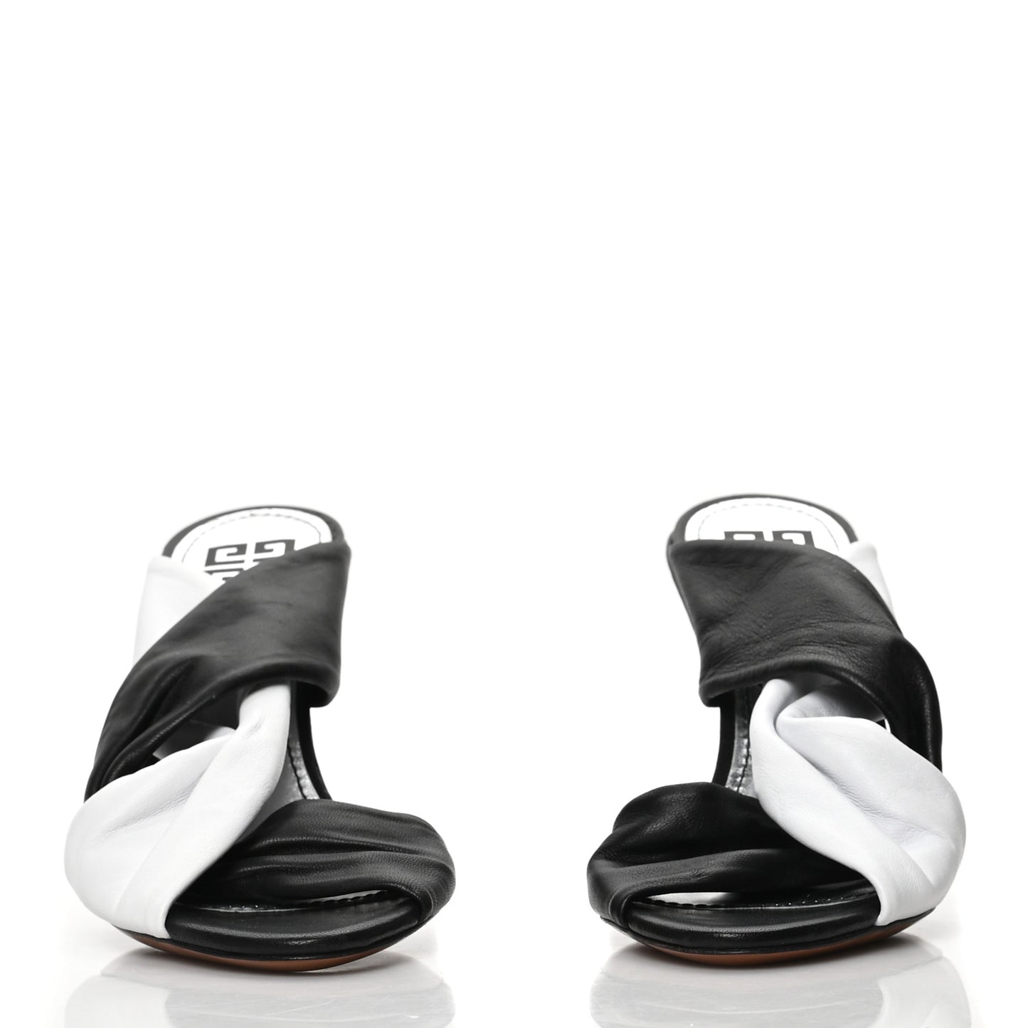 Nappa Mule Tie Sandals 36 Black White