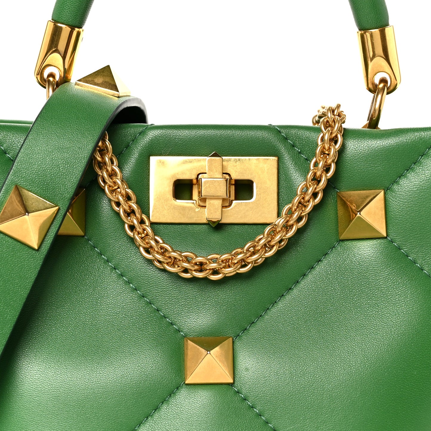 Nappa Small Roman Stud The Handle Bag Gea Green