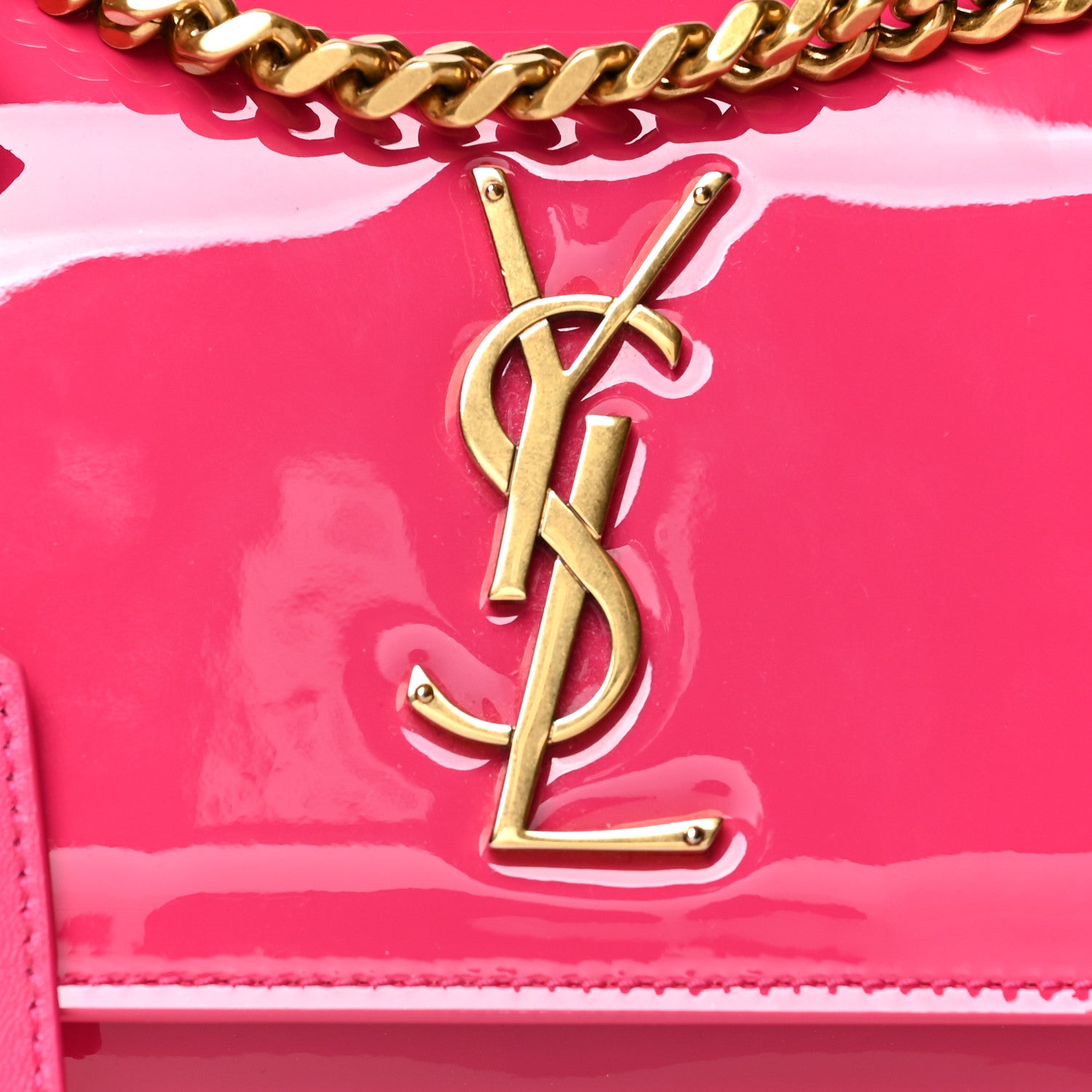Saint Laurent Patent Small Monogram Sunset Bubblegum 7 of 9