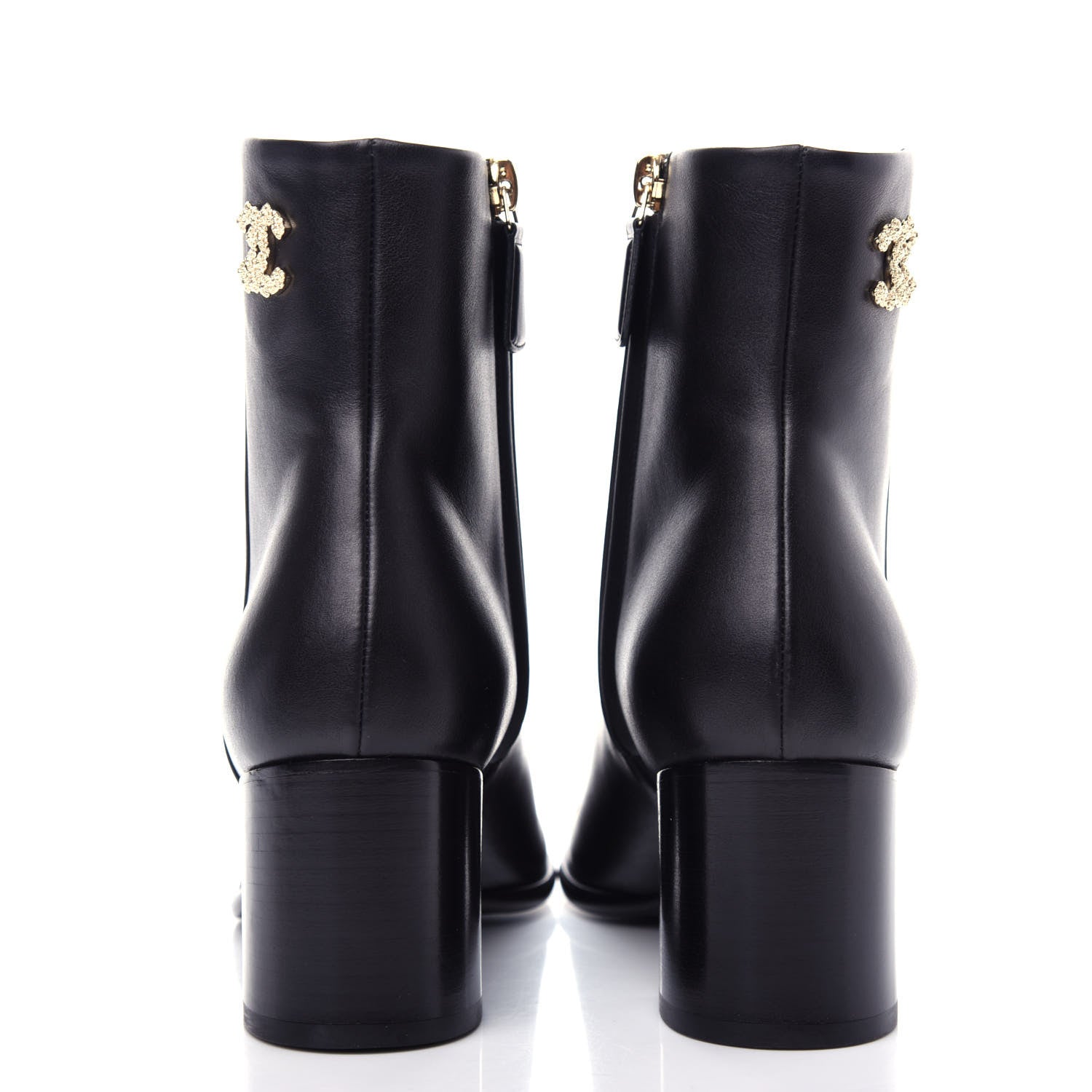 Chanel Calfskin CC Ankle Boots 37.5 Black 7 of 11