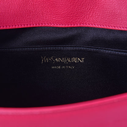 Saint Laurent Calfskin Monogram Large Belle De Jour Clutch Lipstick Fuchsia 6 of 6