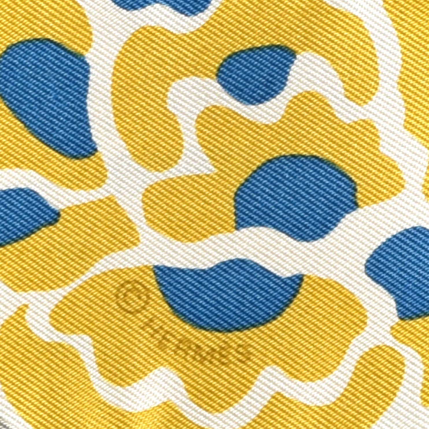 Hermes Silk Bingata Twilly Moutarde Bleu Brun 3 of 4