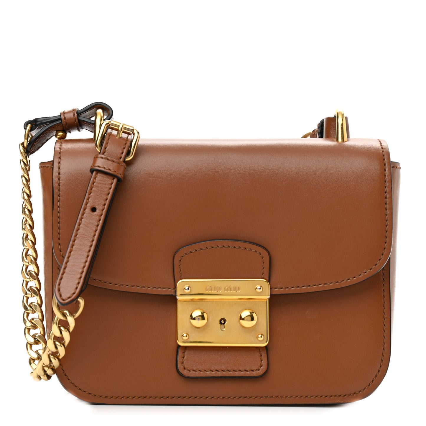 City Calf Lock Shoulder Bag Cognac