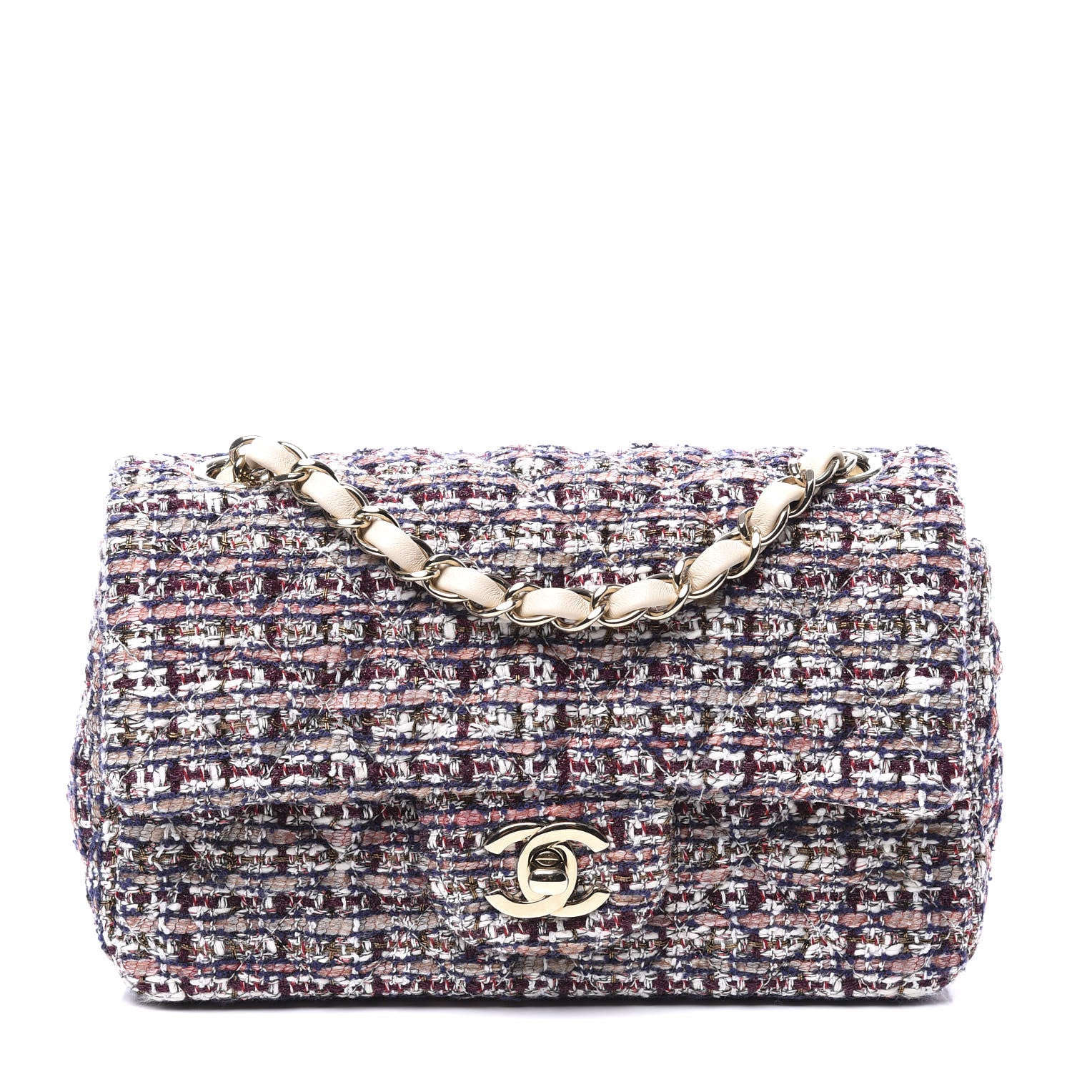 Chanel Tweed Quilted Mini Rectangular Flap Pink 1 of 9