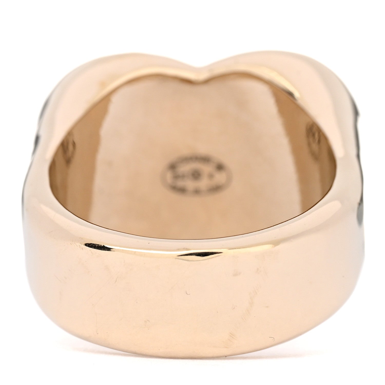 Chanel Resin CC Quilted Heart Ring 53 6.25 Gold Black 4 of 6