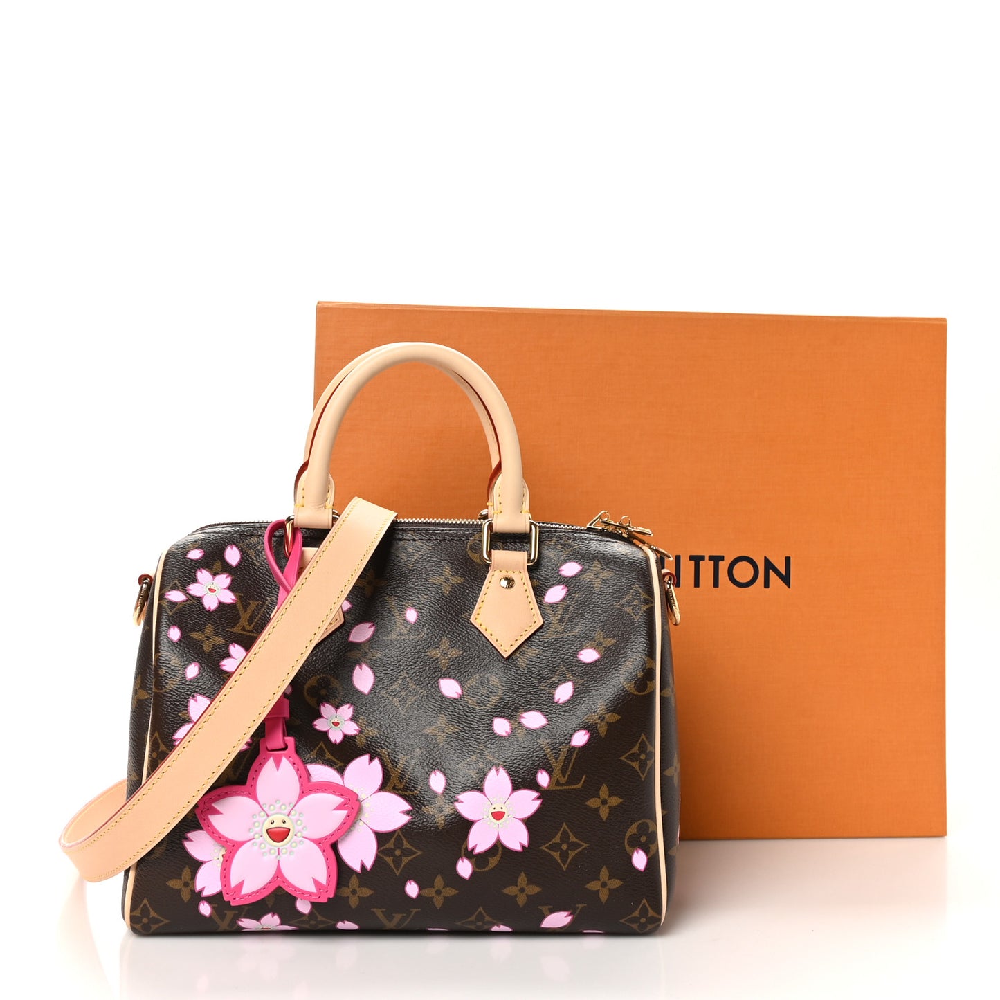 LV X TM Monogram Cherry Blossom Speedy Bandouliere 25 Sakura Brown