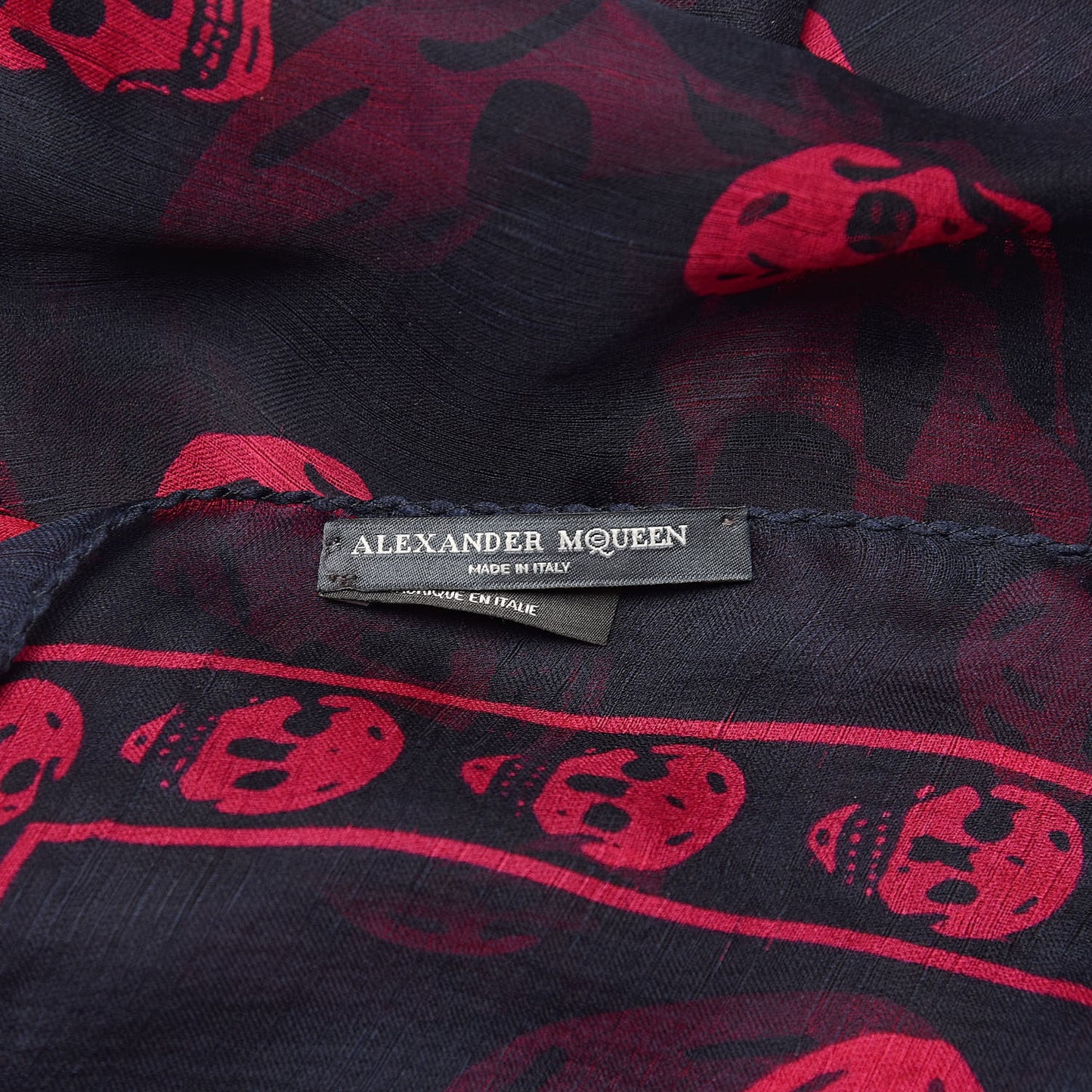 Silk Chiffon Skull Scarf Navy Pink