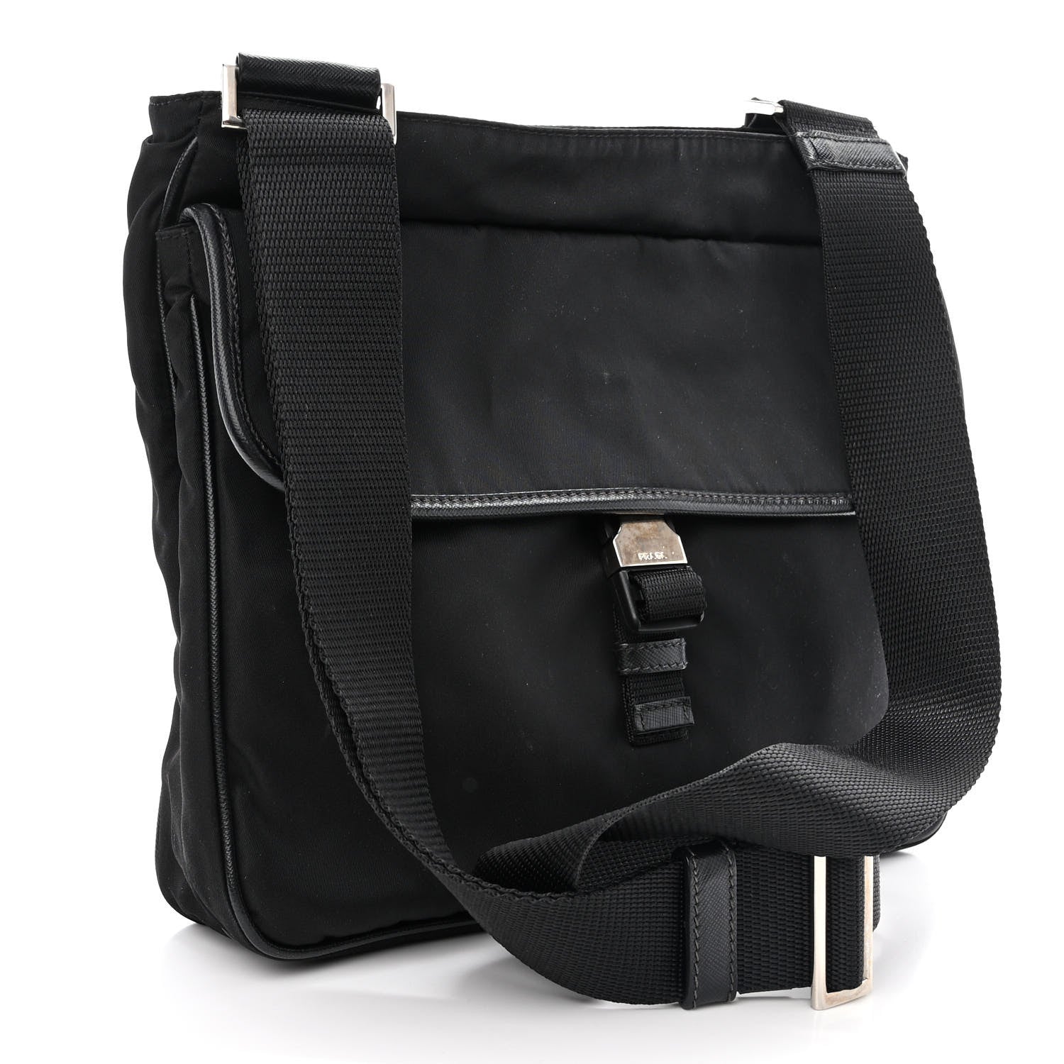 Prada Nylon Vela Flat Messenger Bag Black 3 of 12