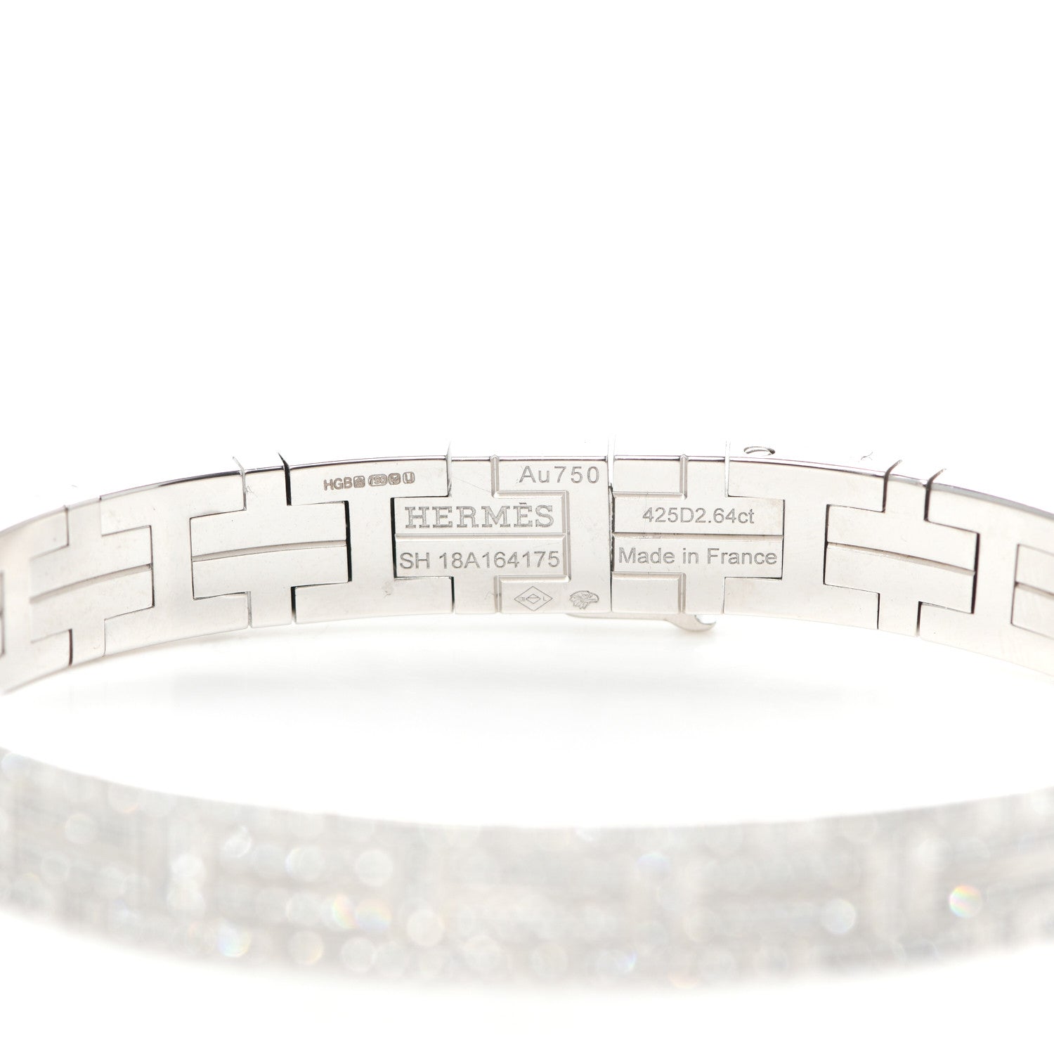 Hermes 18K White Gold Diamond Kilim Bracelet SH 4 of 6