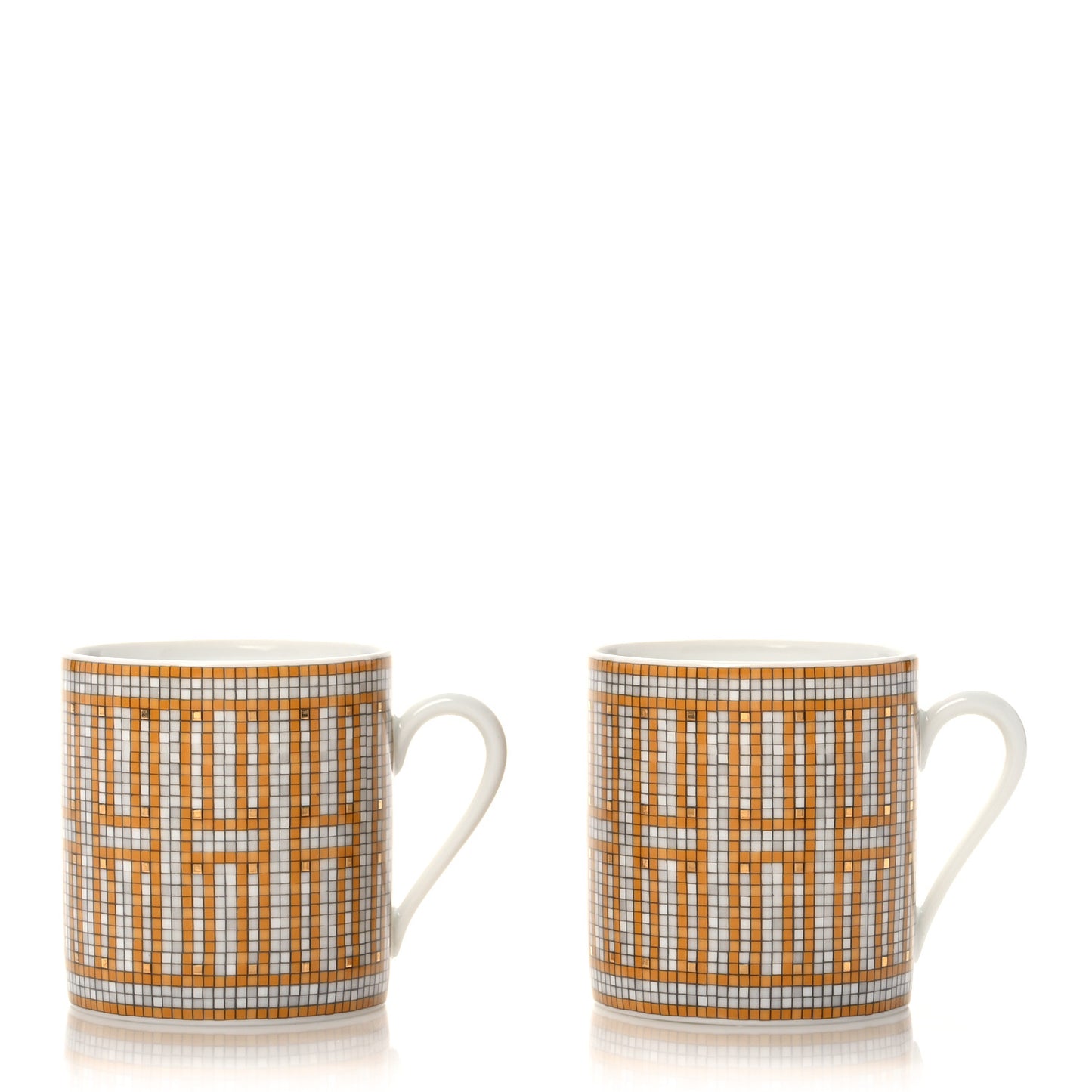 Porcelain Mosaique Au 24 Gold Coffee Cup and Saucer Set of 2