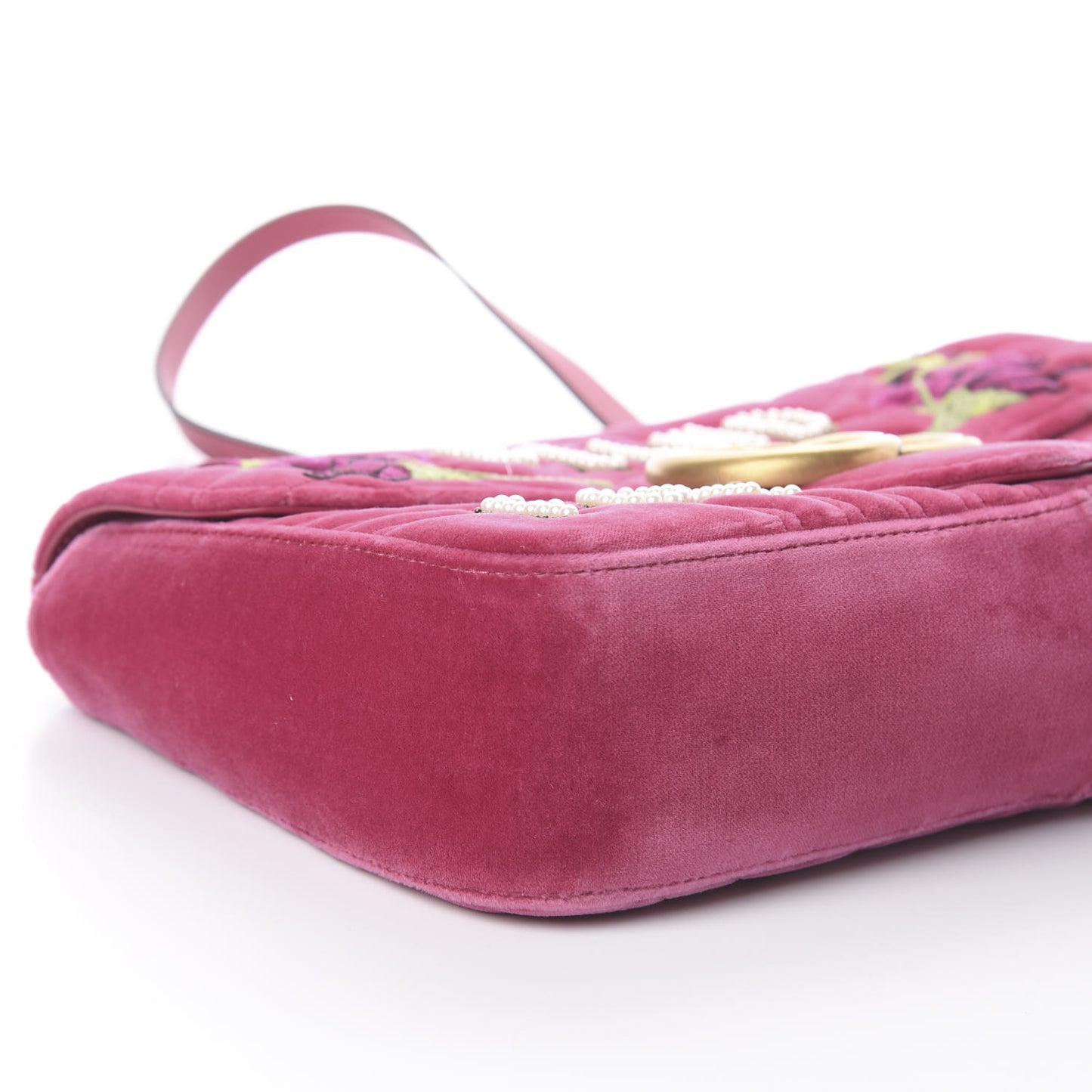 Velvet Matelasse Blind for Love Embroidered Medium GG Marmont Shoulder Bag Light Raspberry Rose Multicolor