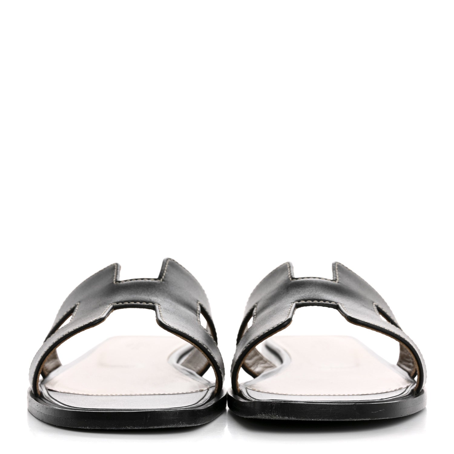 Hermes Box Calfskin Oran Sandals 37 Black 3 of 11